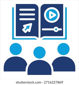 Lição online Estilo de ícone azul plano