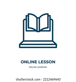 Online Lesson Icon. Linear Vector Illustration From Online Learning Collection. Outline Online Lesson Icon Vector. Thin Line Symbol For Use On Web And Mobile Apps, Logo, Print Media.