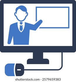 Online Lesson Icon Mixed Vector Illustration