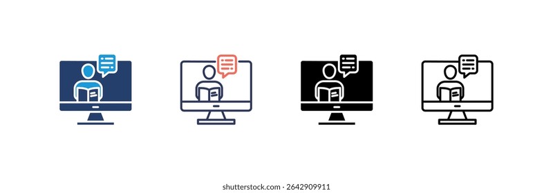 Online Lesson Icon definir coleção de vários estilos