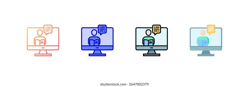 Online Lesson Icon definir coleção de vários estilos