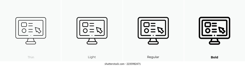 icono de lección en línea. Diseño delgado, ligero y audaz aislado en un fondo blanco