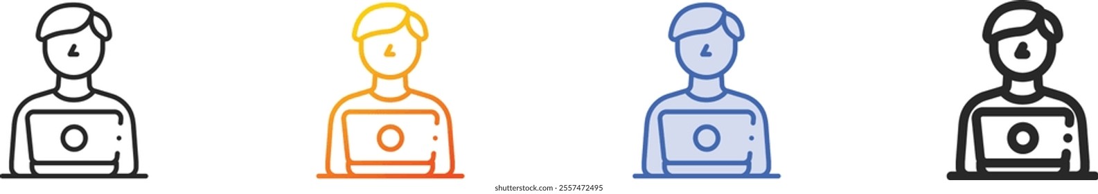 online lesson icon.Thin Linear, Gradient, Blue Stroke and bold Style Design Isolated On White Background