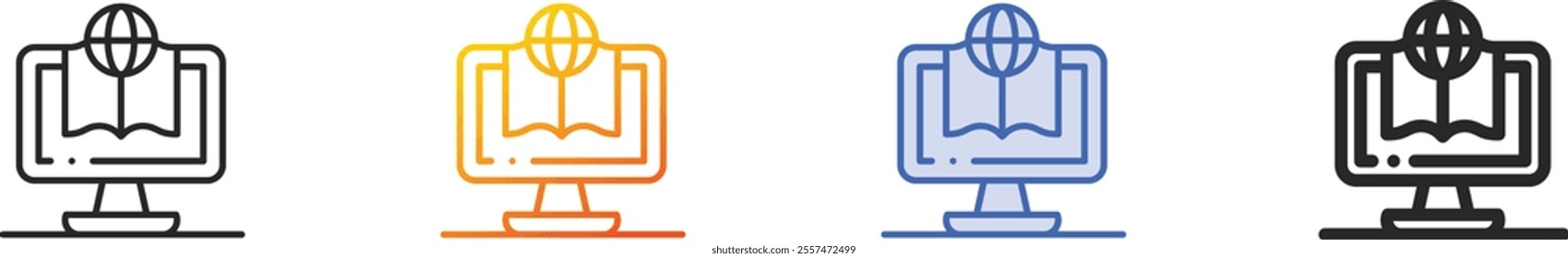 online lesson icon.Thin Linear, Gradient, Blue Stroke and bold Style Design Isolated On White Background