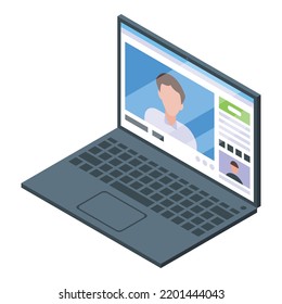 Online lesson laptop icon. Isometric of online lesson laptop vector icon for web design isolated on white background