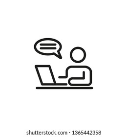 Online lesson line icon. Manager, businessman, CEO Graduation concept. Vector illustration can be used for topics like business, education, technology