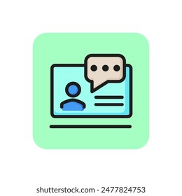 Online lesson line icon. Webinar, tutor, speech bubble. Online education concept. Can be used for topics like distance courses, class, communication