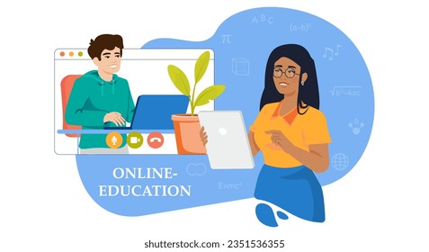 Online lesson with techer and student