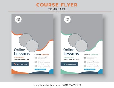 Online Lessons Flyers And Poster, Course Flyer Template, Online Class Flyers, Education Flyer, Online Course Flyers And Poster
