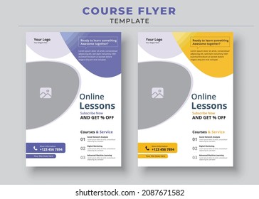 Online Lessons Flyers And Poster, Course Flyer Template, Online Class Flyers, Education Flyer, Online Course Flyers And Poster