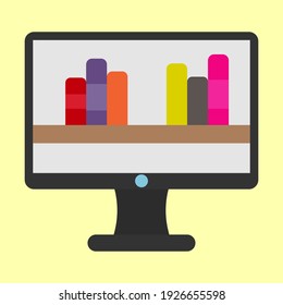 online libary flat icon of vector illustration