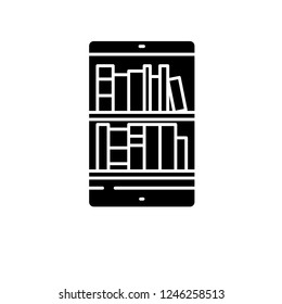 Online library black icon, vector sign on isolated background. Online library concept symbol, illustration 