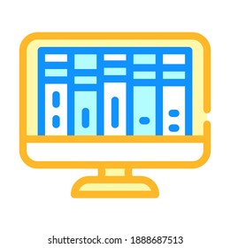 online library color icon vector. online library sign. isolated symbol illustration