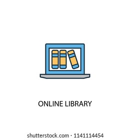 Online library concept 2 colored line icon. Simple yellow and blue element illustration. Online library concept outline symbol design from eLearning set