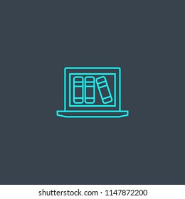 Online library concept blue line icon. Simple thin element on dark background. Online library concept outline symbol design from eLearning set. Can be used for web and mobile UI/UX