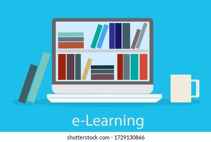 Diseño plano de la educación de bibliotecas en línea