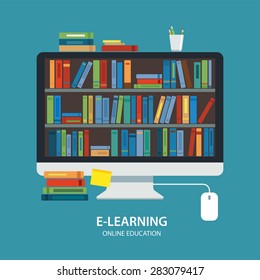 Online Library Education Concept Flat Design