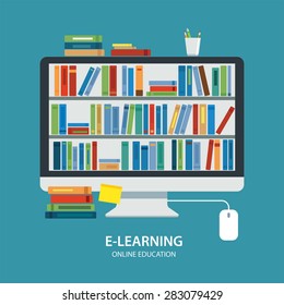 Online Library Education Concept Flat Design