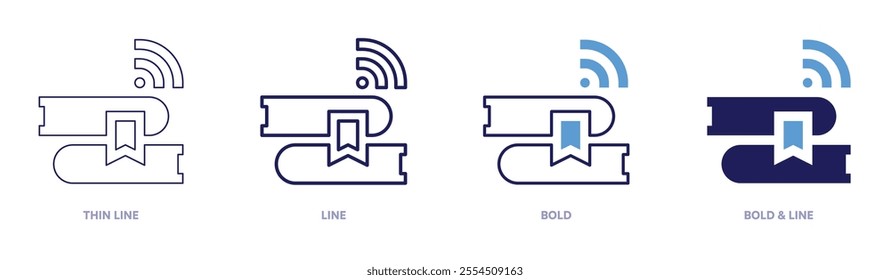 Online library icon in 4 different styles. Thin Line, Line, Bold, and Bold Line. Duotone style. Editable stroke.