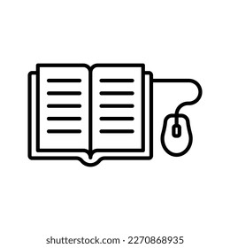 Online library icon. Digital course, e-learning, distant education concept. Pictogram isolated on white background.
