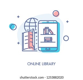 Online Library Icon. Flat Design. Vector Illustration