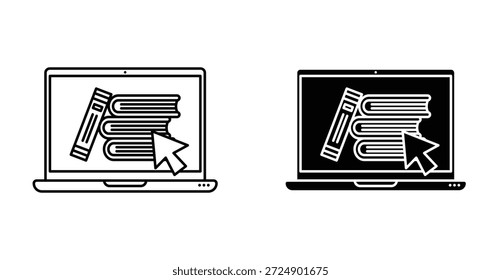 Design gráfico de ícone de biblioteca online. Ilustrações de ícone de vetor