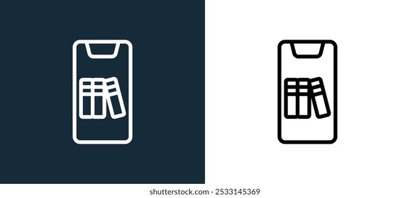 online library icon isolated on white and black colors. online library outline linear vector icon from language learning collection for mobile apps, web and ui.