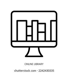 online library icon. Line Art Style Design Isolated On White Background