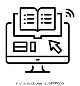 Online library icon in linear style 