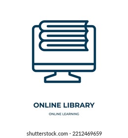 Online Library Icon. Linear Vector Illustration From Online Learning Collection. Outline Online Library Icon Vector. Thin Line Symbol For Use On Web And Mobile Apps, Logo, Print Media.