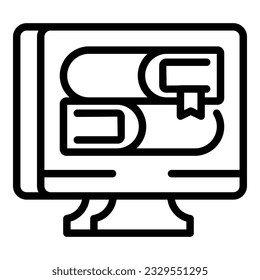 Online library icon outline vector. Child study. Help homework