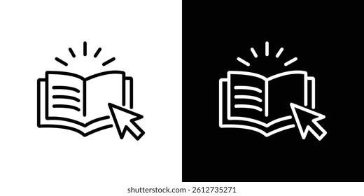 Online library icon set. Black illustration isolated for graphic and web design