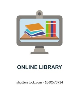 Icono de Biblioteca en línea. Elemento simple de la colección de educación en línea. Icono de Creative Online Library para diseño web, plantillas, infografías y más