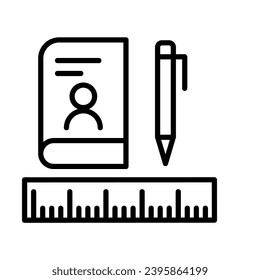Online library icon. Simple outline style. Open book with cursor, digital course, e-learning, internet education concept.