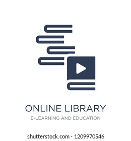 Online library icon. Trendy flat vector Online library icon on white background from E-learning and education collection, vector illustration can be use for web and mobile, eps10
