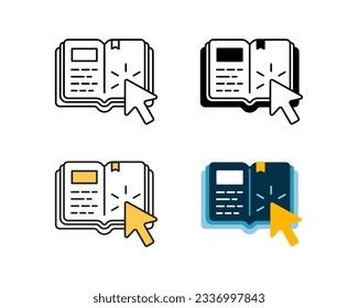 online library icon vector design in 4 style line, glyph, duotone, and flat