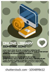 Online library isometric poster