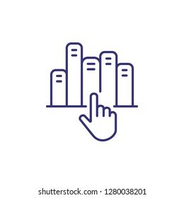 Online library line icon. Bookshelf, cursor, website. Online education concept. Vector illustration can be used for topics like internet, library, website
