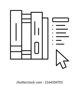 vector de icono de línea de biblioteca en línea. signo de biblioteca en línea. símbolo de contorno aislado ilustración negra