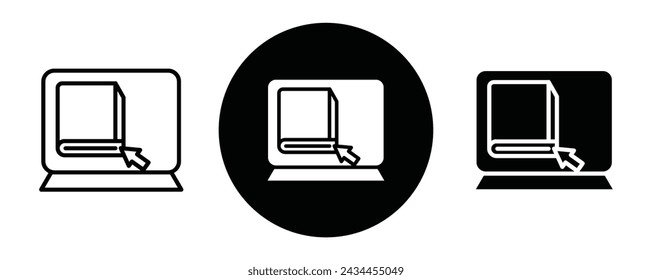 Online library outline icon collection or set. Online library Thin vector line art