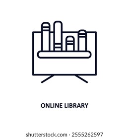 online library outline icon.  Thin line icon from e learning and education collection. Editable vector isolated on white background