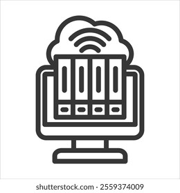 Online Library Outline Icon Vector Illustration