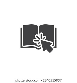Online library vector icon. Book with cursor filled flat sign for mobile concept and web E-learning, online education design. glyph icon. Symbol, logo illustration. Vector graphics