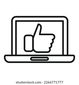 En línea como vector de contorno de icono. Reseña de estrella. Servicio de cliente