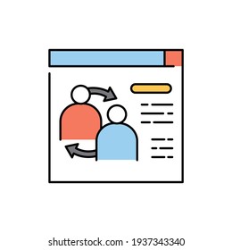 Online сoaching сolor line icon. Pictogram for web page, mobile app, promo. UI UX GUI design element. Editable stroke.