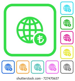 Online Lira payment vivid colored flat icons in curved borders on white background
