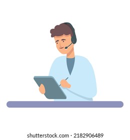 Vector de dibujos animados de escuchas en línea. Salud del doctor. Persona clínica