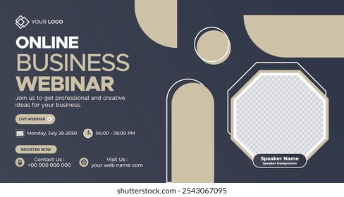 Online Live Corporate Business Webinar Web Banner. Annual Business Invitation Conference Template. Live Webinar learning, Course Announcement Poster Concept Social Media Post, and Banner Design