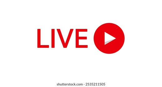 Logo de transmisión en vivo en línea. Video Icono de difusión rojo.