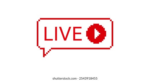 Online live stream logo. Red video broadcast icon.